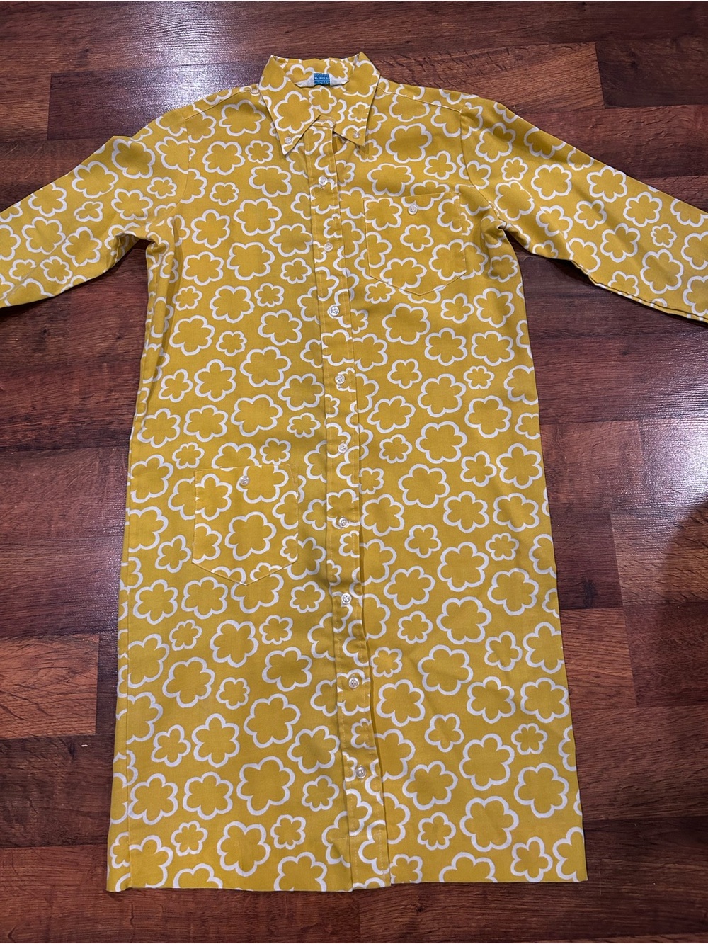 Vintage 70’s Carol Brent Yellow Floral Dress Women’s Size 9/10 Collared